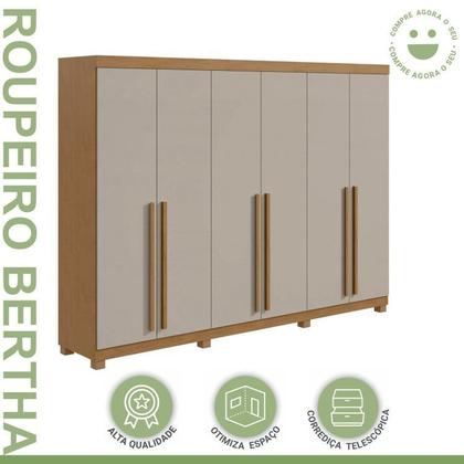 Imagem de Conjunto de Guarda-roupa 6 Portas com Pés Bertha com Cômoda da Vinci