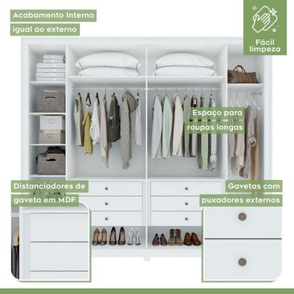 Imagem de Conjunto de Guarda-roupa 6 Portas com Pés Imperatore com Cômoda da Vinchi com Nicho