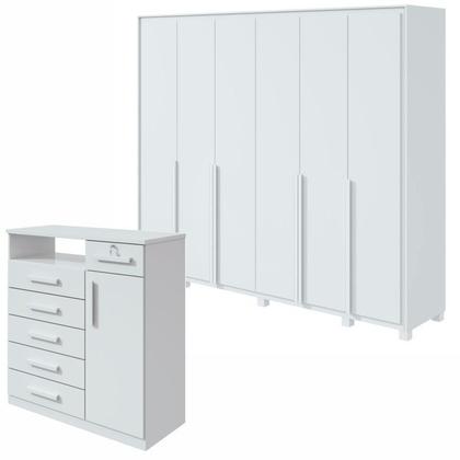 Imagem de Conjunto de Guarda-roupa 6 Portas com Pés Imperatore com Cômoda da Vinchi com Nicho