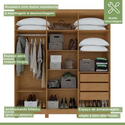 Imagem de Conjunto de Guarda-roupa 6 Portas com Pés Jazz e Cômoda Toronto