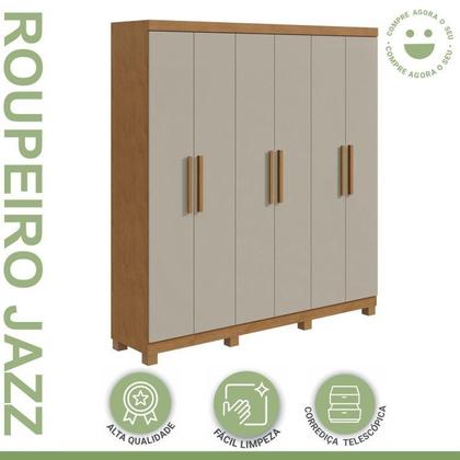 Imagem de Conjunto de Guarda-roupa 6 Portas com Pés Jazz e Cômoda Toronto