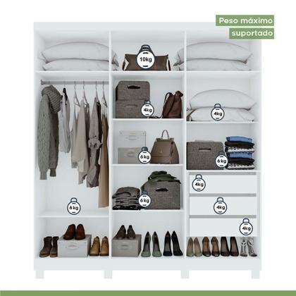 Imagem de Conjunto de Guarda-roupa 6 Portas com Pés Jazz e Cômoda Toronto