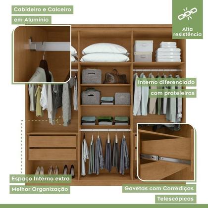 Imagem de Conjunto de Guarda-roupa Alonzo com Espelho e Cômoda da Vinci com Nicho