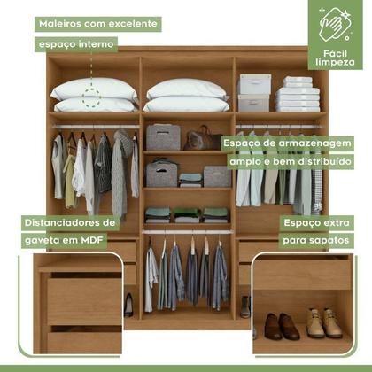 Imagem de Conjunto de Guarda-roupa Alonzo com Espelho e Cômoda da Vinci com Nicho