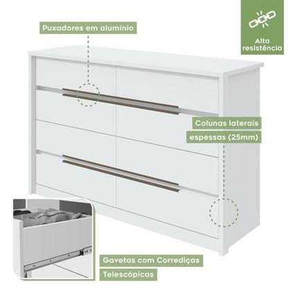 Imagem de Conjunto de Guarda-roupa Casal com Espelho 2 Portas 6 Gavetas Toronto Plus e Cômoda Urban