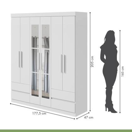 Imagem de Conjunto de Guarda-roupa Casal com Espelho 6 Portas 4 Gavetas Zeuse Cômoda da Vinci