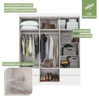 Imagem de Conjunto de Guarda-roupa Casal com Espelho 6 Portas 4 Gavetas Zeuse Cômoda da Vinci