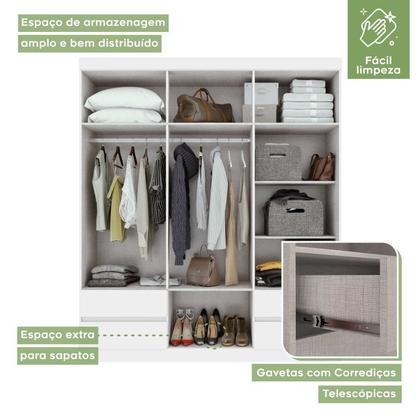 Imagem de Conjunto de Guarda-roupa Casal com Espelho 6 Portas 4 Gavetas Zeuse Cômoda da Vinci