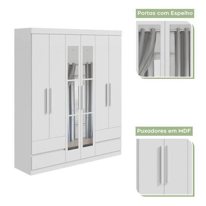 Imagem de Conjunto de Guarda-roupa Casal com Espelho 6 Portas 4 Gavetas Zeuse Cômoda da Vinci