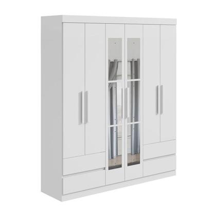 Imagem de Conjunto de Guarda-roupa Casal com Espelho 6 Portas 4 Gavetas Zeuse Cômoda da Vinci