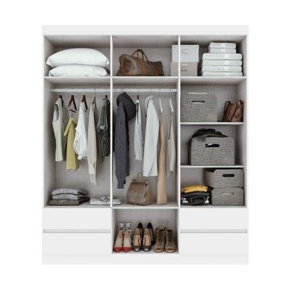 Imagem de Conjunto de Guarda-roupa Casal com Espelho 6 Portas 4 Gavetas Zeuse Cômoda da Vinci