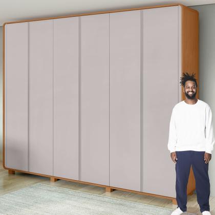 Imagem de Conjunto de Guarda-roupa Casal Loop 6 Portas com Pés e Cômoda 8 Gavetas 152x48x96cm Loop