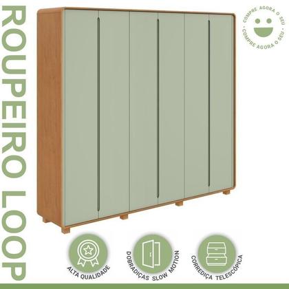 Imagem de Conjunto de Guarda-roupa Casal Loop 6 Portas com Pése Cômoda 8 Gavetas Urban