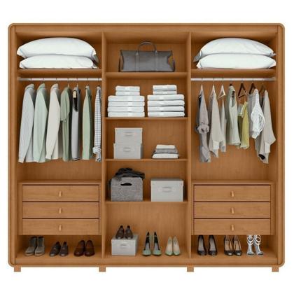 Imagem de Conjunto de Guarda-roupa Casal Loop 6 Portas com Pése Cômoda 8 Gavetas Urban