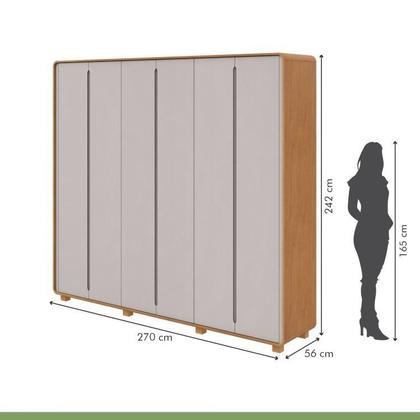Imagem de Conjunto de Guarda-roupa Casal Loop 6 Portas com Pése Cômoda Vedra
