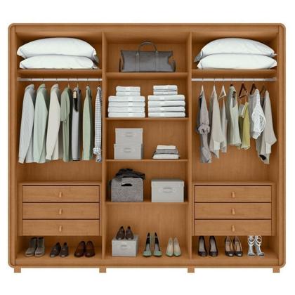 Imagem de Conjunto de Guarda-roupa Casal Loop 6 Portas com Pése Cômoda Vedra