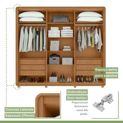 Imagem de Conjunto de Guarda-roupa Casal Loop 6 Portas com Pése Cômoda Vedra