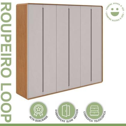 Imagem de Conjunto de Guarda-roupa Casal Loop 6 Portase Cômoda 2 Portas 7 Gavetas 3 Prateleiras Vedra