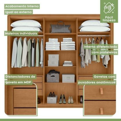 Imagem de Conjunto de Guarda-roupa Casal Loop 6 Portase Cômoda 2 Portas 7 Gavetas 3 Prateleiras Vedra
