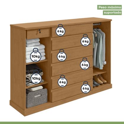 Imagem de Conjunto de Guarda-roupa Casal Loop 6 Portase Cômoda 2 Portas 7 Gavetas 3 Prateleiras Vedra