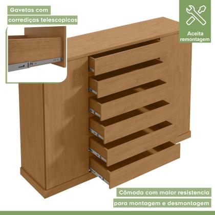 Imagem de Conjunto de Guarda-roupa Casal Loop 6 Portase Cômoda 2 Portas 7 Gavetas 3 Prateleiras Vedra