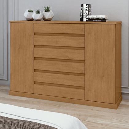 Imagem de Conjunto de Guarda-roupa Casal Loop 6 Portase Cômoda 2 Portas 7 Gavetas 3 Prateleiras Vedra