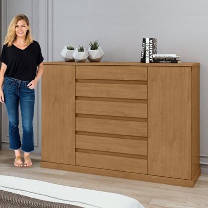 Imagem de Conjunto de Guarda-roupa Casal Loop 6 Portase Cômoda 2 Portas 7 Gavetas 3 Prateleiras Vedra