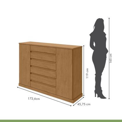 Imagem de Conjunto de Guarda-roupa Casal Loop 6 Portase Cômoda 2 Portas 7 Gavetas 3 Prateleiras Vedra