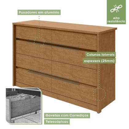 Imagem de Conjunto de Guarda-roupa Casal Loop 6 Portase Cômoda 8 Gavetas Urban