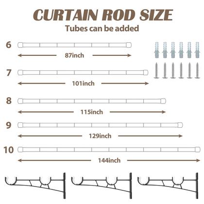 Imagem de Conjunto de hastes de cortina dupla YeyeBest 168 a 366 cm Metal Black