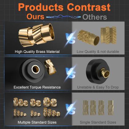 Imagem de Conjunto de insertos roscados INCLY 440 unidades com ponta de solda e adaptador