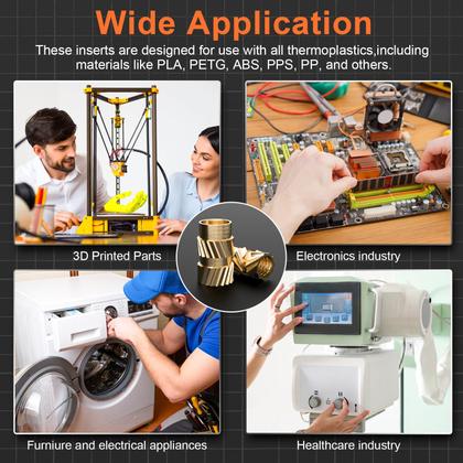 Imagem de Conjunto de insertos roscados INCLY 440 unidades com ponta de solda e adaptador
