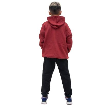 Imagem de Conjunto de Inverno Infantil Menino Blusa Canguru Com Capuz Ajustavel e Calça Comprida Estampada
