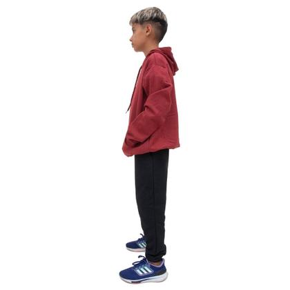 Imagem de Conjunto de Inverno Infantil Menino Blusa Canguru Com Capuz Ajustavel e Calça Comprida Estampada