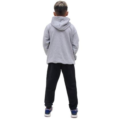 Imagem de Conjunto de Inverno Infantil Menino Blusa Canguru Com Capuz Ajustavel e Calça Comprida Estampada