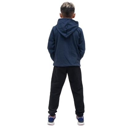 Imagem de Conjunto de Inverno Infantil Menino Blusa Canguru Com Capuz Ajustavel e Calça Comprida Estampada