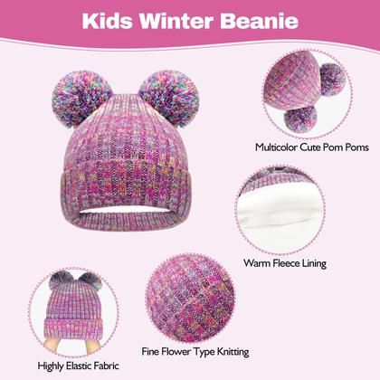 Imagem de Conjunto de inverno Runloon Kids Knit Hat, luvas, cachecol, 5-12 anos
