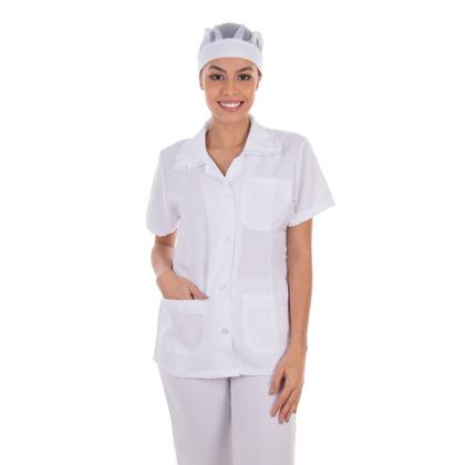 Imagem de Conjunto de Jaleco e Calça em Oxford com Bordado Ingles para Copeira, Arrumadeira, Faxineira Não Mancha com Cândida Seca Rápido Não Amassa Dia a Dia