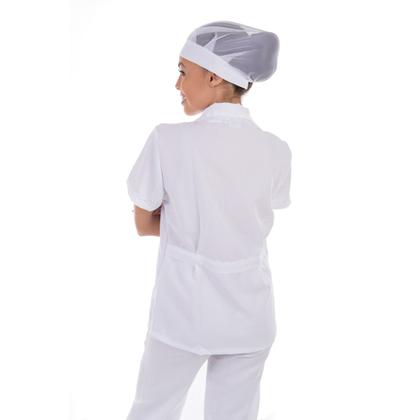 Imagem de Conjunto de Jaleco e Calça em Oxford com Bordado Ingles para Copeira, Arrumadeira, Faxineira Não Mancha com Cândida Seca Rápido Não Amassa Dia a Dia