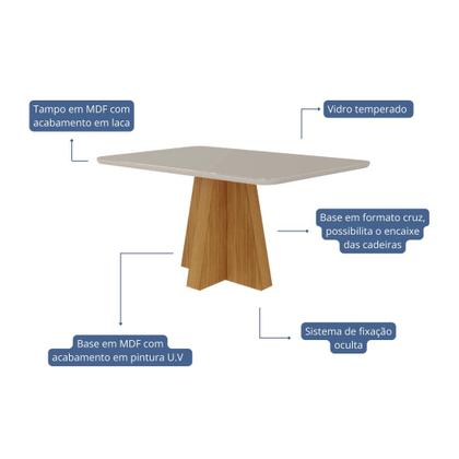 Imagem de Conjunto de Jantar 4 Lugares Mesa Patrícia com Tampo de Vidro e 4 Cadeiras