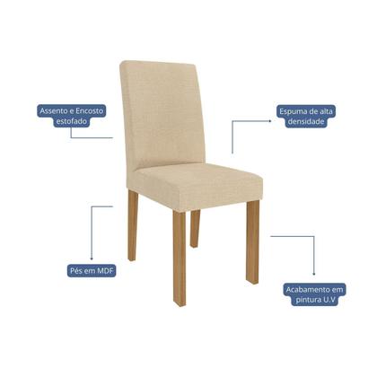 Imagem de Conjunto de Jantar 4 Lugares Mesa Patrícia com Tampo de Vidro e 4 Cadeiras