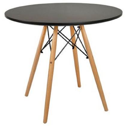 Imagem de Conjunto de Jantar Eames: Mesa Redonda 100cm Preta + 6 Cadeiras Eiffel DSW Pretas