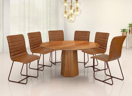 Imagem de Conjunto de Jantar Itália com 6 Cadeiras e Mesa Redonda Roraima BM Tubulares