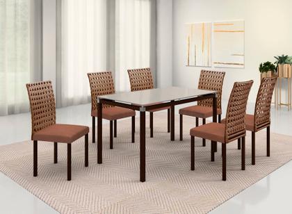 Imagem de Conjunto de Jantar Lisboa com 6 Cadeiras e Mesa Retangular Tocantins BM Tubulares