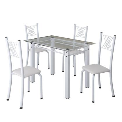 Imagem de Conjunto de Jantar Mesa 100x60cm Tampo de Vidro Incolor com 4 Cadeiras Sara Yescasa