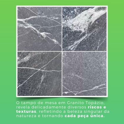 Imagem de Conjunto de Jantar Mesa 120x75cm Tampo de Granito Topázio com 4 Cadeiras Sara Yescasa Branco/Preto Floral
