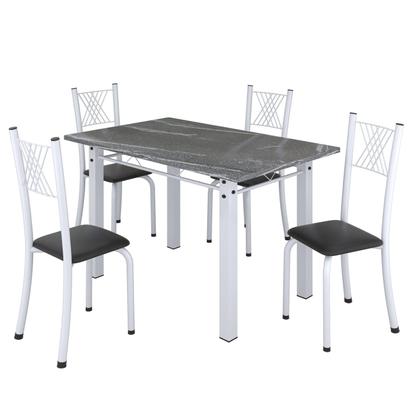 Imagem de Conjunto de Jantar Mesa 120x75cm Tampo de Granito Topázio com 4 Cadeiras Sara Yescasa