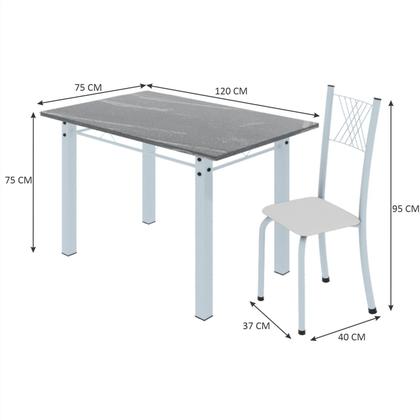 Imagem de Conjunto de Jantar Mesa 120x75cm Tampo de Granito Topázio com 4 Cadeiras Sara Yescasa
