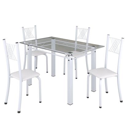 Imagem de Conjunto de Jantar Mesa 120x75cm Tampo de Vidro Incolor com 4 Cadeiras Sara Yescasa