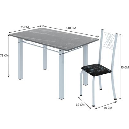 Conjunto de Jantar Mesa 140x75cm Tampo de Granito Topázio com 6 Cadeiras Sara Yescasa Imagem de Conjunto de Jantar Mesa 140x75cm Tampo de Granito Topázio com 6 Cadeiras Sara Yescasa